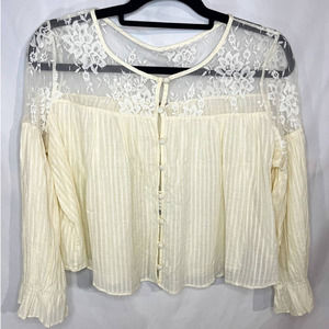 NWT Free People Ivory Lace Cropped Cardigan, Size S